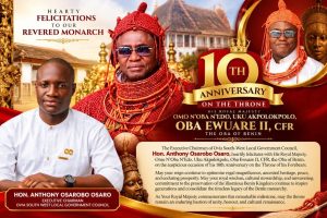 Edo LGA boss salutes Oba Ewuare II on 10th Coronation Anniversary